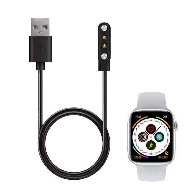 Black smart watch magnetic USB fast charger with thimble contact and compact 8cm base