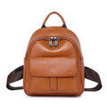 First layer cowhide leather women backpack in compact 24x20x10cm size, available in black, brown, or coffee