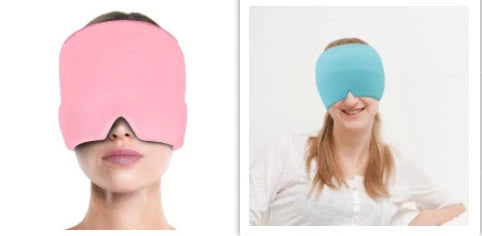 Soothing ice gel eye mask for headache relief, featuring a cooling gel pack and premium elastic cloth for a comfortable fit