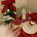 Plush Christmas hair accessory for women with jingling bell, available as headband or duckbill clip