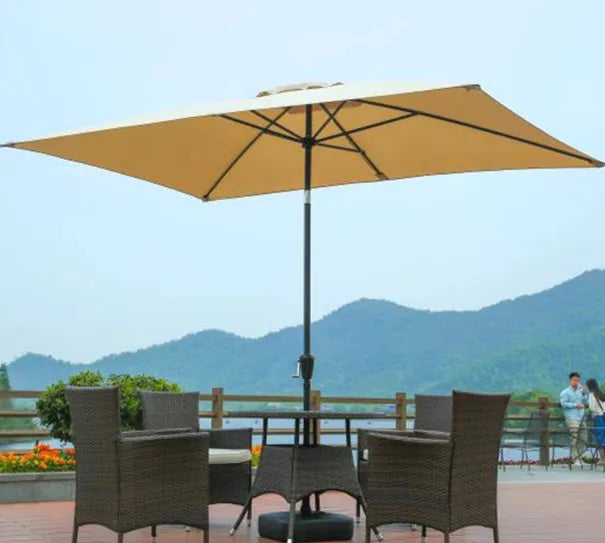 3x2m square garden parasol with centre column, tilted head and swing function, in khaki, sky blue, wine red, dark green or white