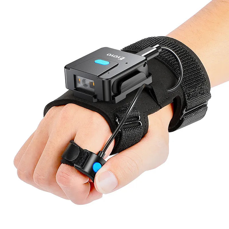 Portable wrist-mounted barcode scanner gloves with Bluetooth wireless connectivity