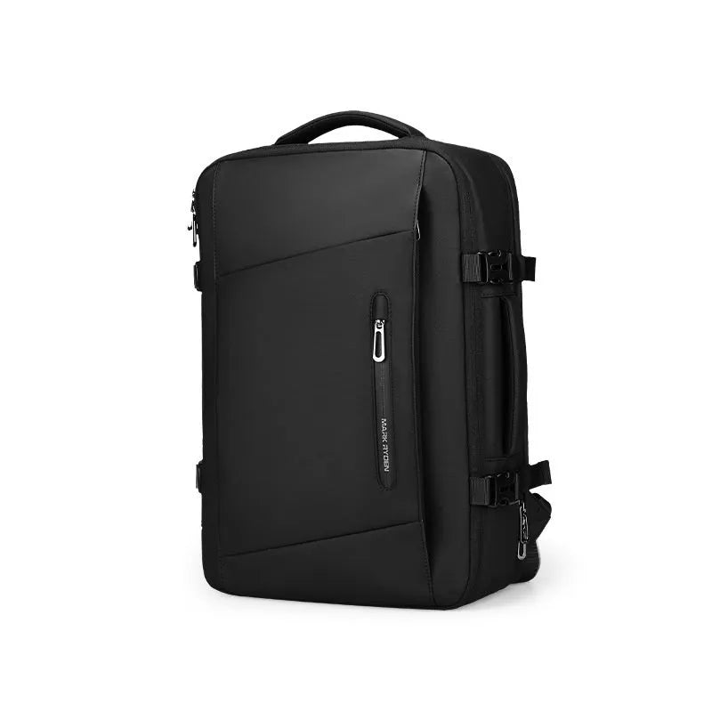 Elegant black vacuum compression backpack with Oxford cloth, USB port, and aircleaner straps for travel