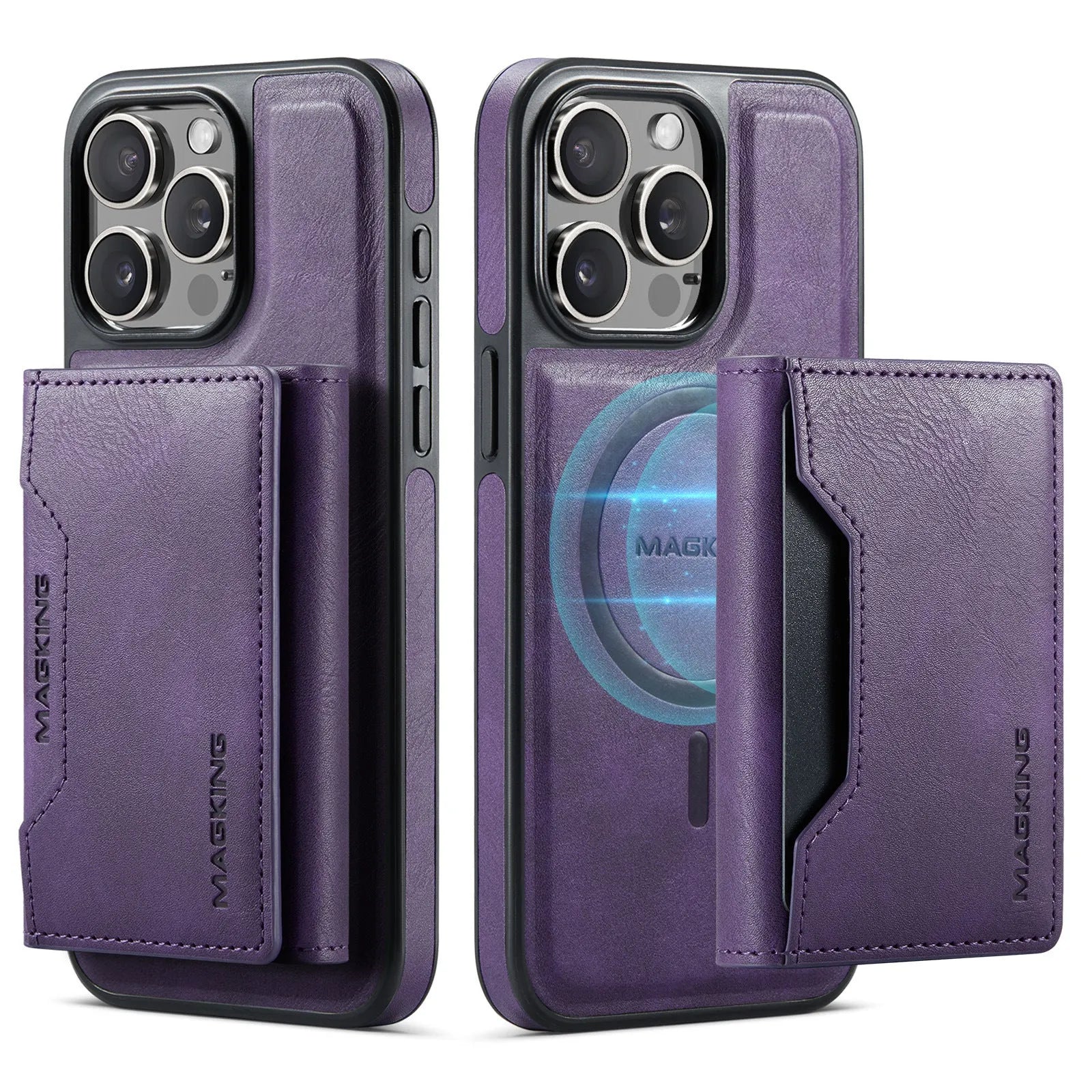 Multi-card TPU phone case with card slot and bracket for Apple iPhone, black colour