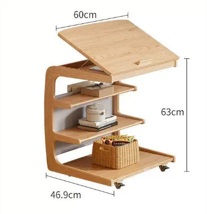 Movable solid wood side cabinet with wheels in walnut or raw wood colour, 40cm or 60cm wide