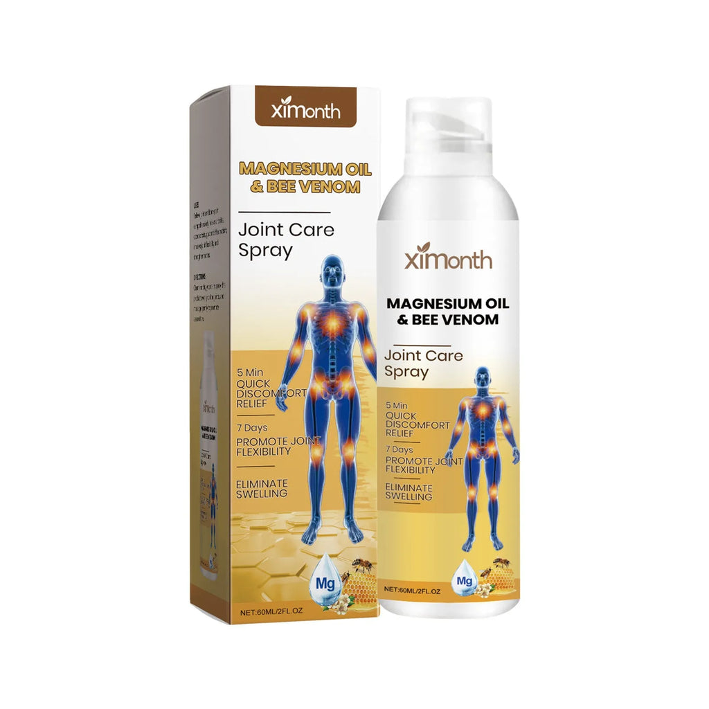 60ml bottle of Joint Care Spray with menthol, coconut oil and bee venom for topical application.