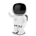 Astronaut robot camera in black with night vision lens and WiFi antenna