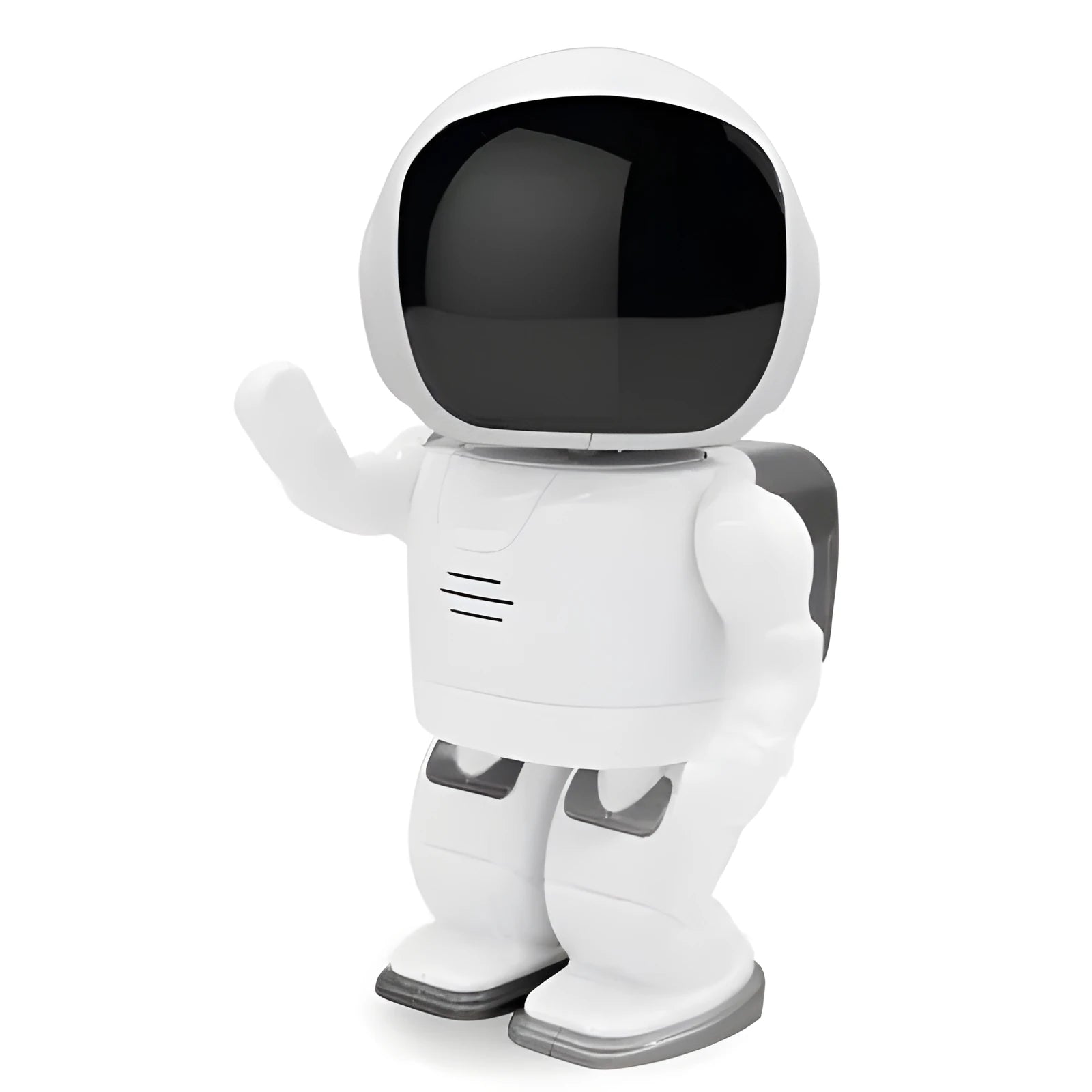 Astronaut robot camera in black with night vision lens and WiFi antenna