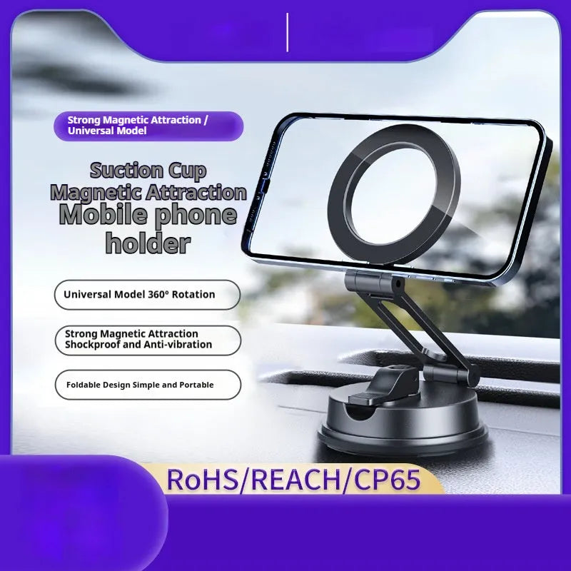Black H154 car magnetic phone holder with suction cup mount on a dashboard
