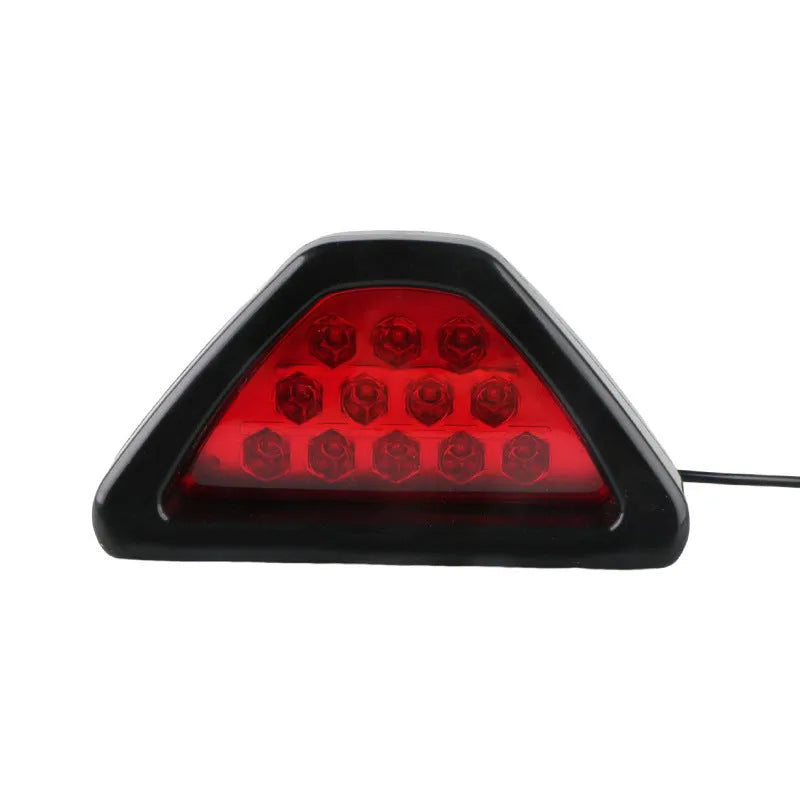 Triangular LED vehicle warning light with universal fit for cars and motorcycles in multiple colours