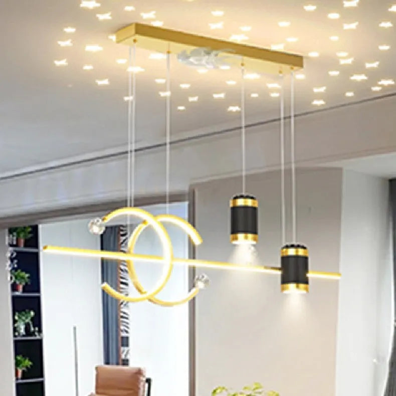 Modern minimalist iron pendant restaurant light in black finish with tri-color illumination