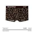 Men's leopard print ice silk underwear pants laid flat, showing mid-waist design and knitted polyester fabric.