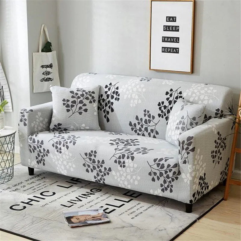 Elastic all-inclusive polyester sofa cover with striped pattern, modern simple style, 15 colours, 1-4 seat models.
