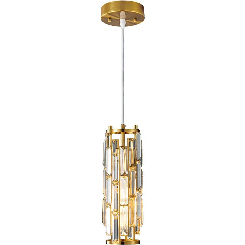 LED industrial crystal pendant light in black, gold, or chrome for dining room, aisle, or bedside, 220V