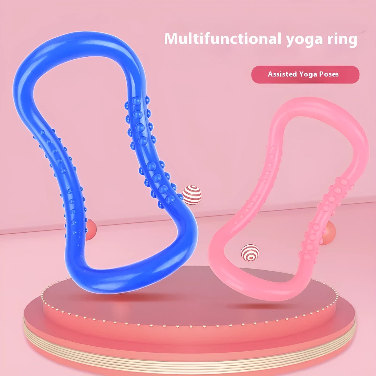 PP yoga stretching ring in blue, pink, or purple colour options