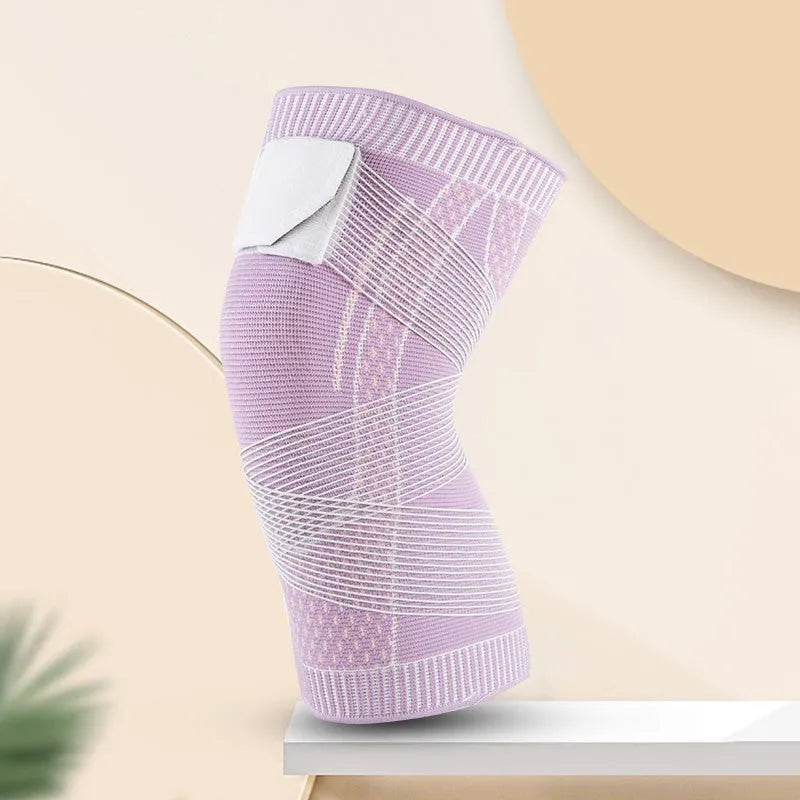 Fashion personality sports knee pads strap nylon transparent bandage black single pack on white background