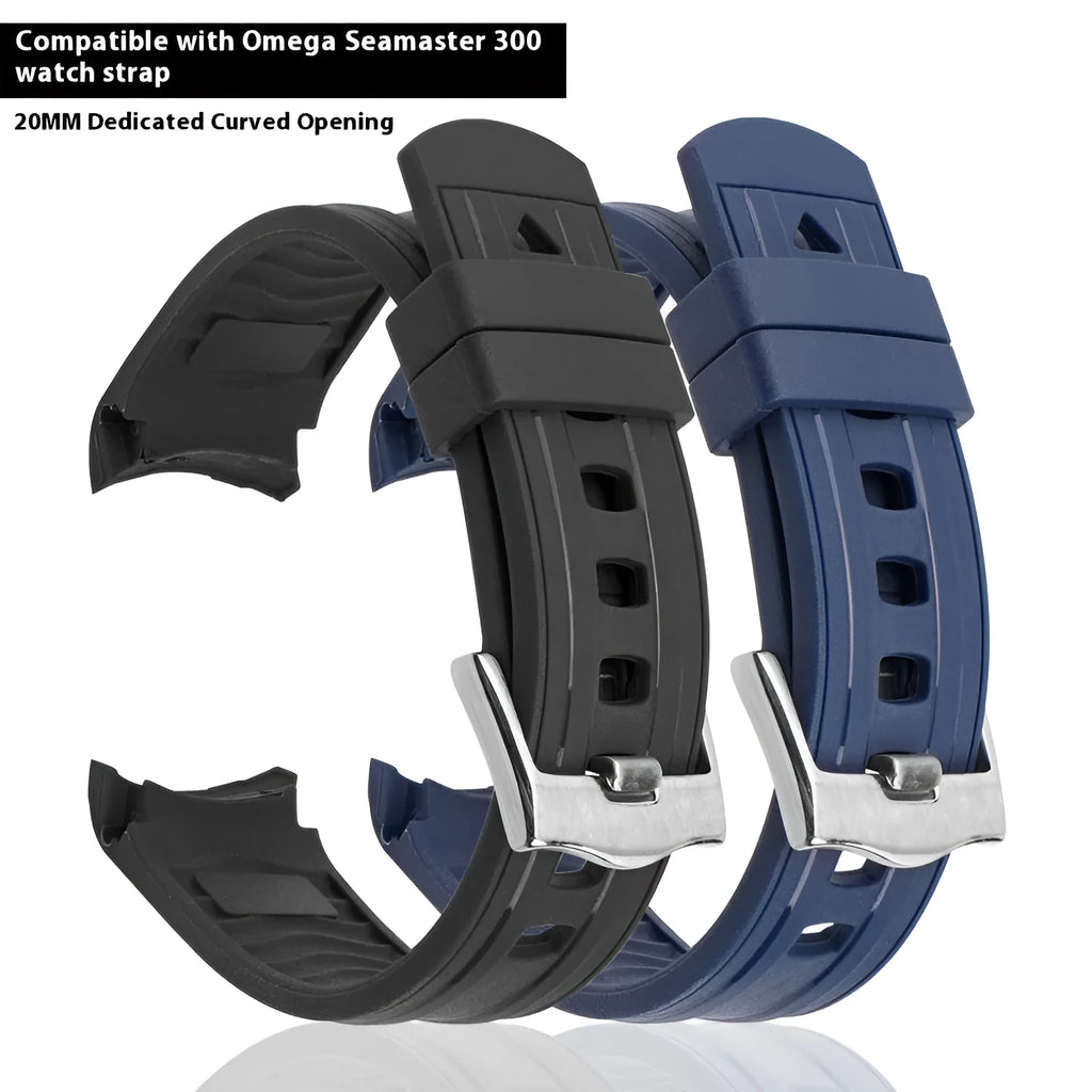 20mm wide watch strap in multiple colours featuring a silver-toned buckle.
