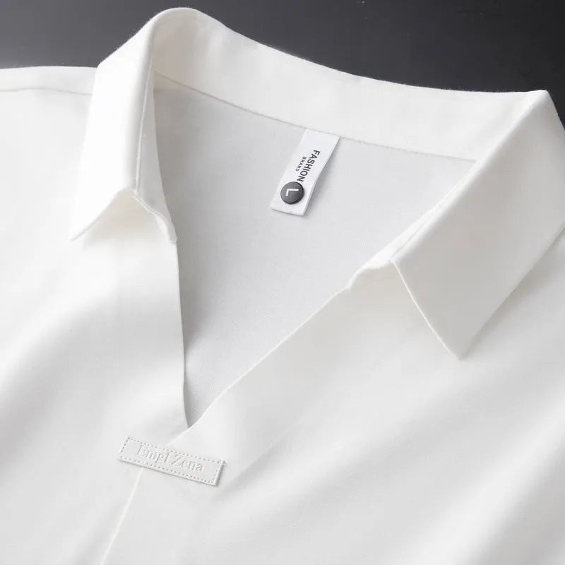 Men's lapel collar polo short-sleeved t-shirt in cotton blend fabric available in three colours