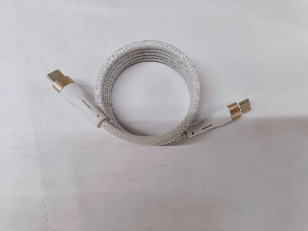 Magnetic storage woven data cable with PD fast charging, Lightning and Type-C connectors, 1 metre, black