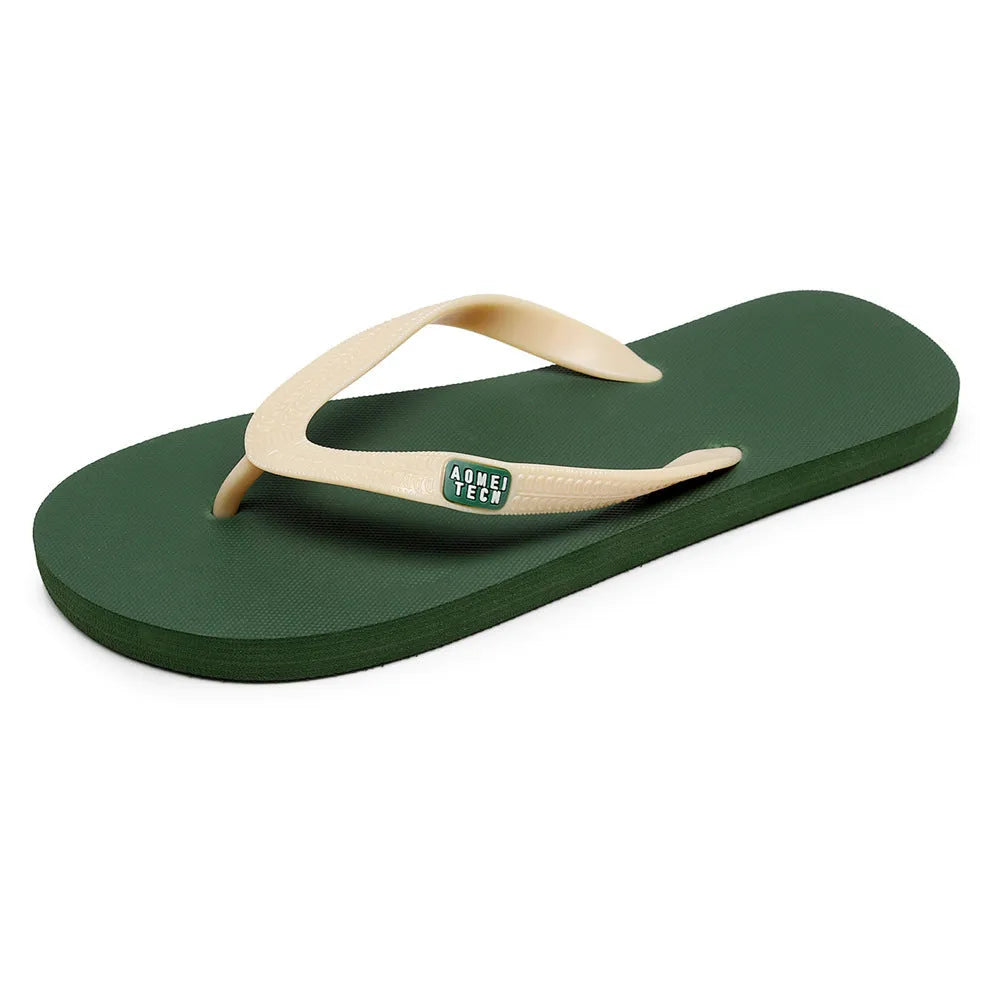 Men's black rubber flip-flop slipper with EVA upper and non-slip sole.