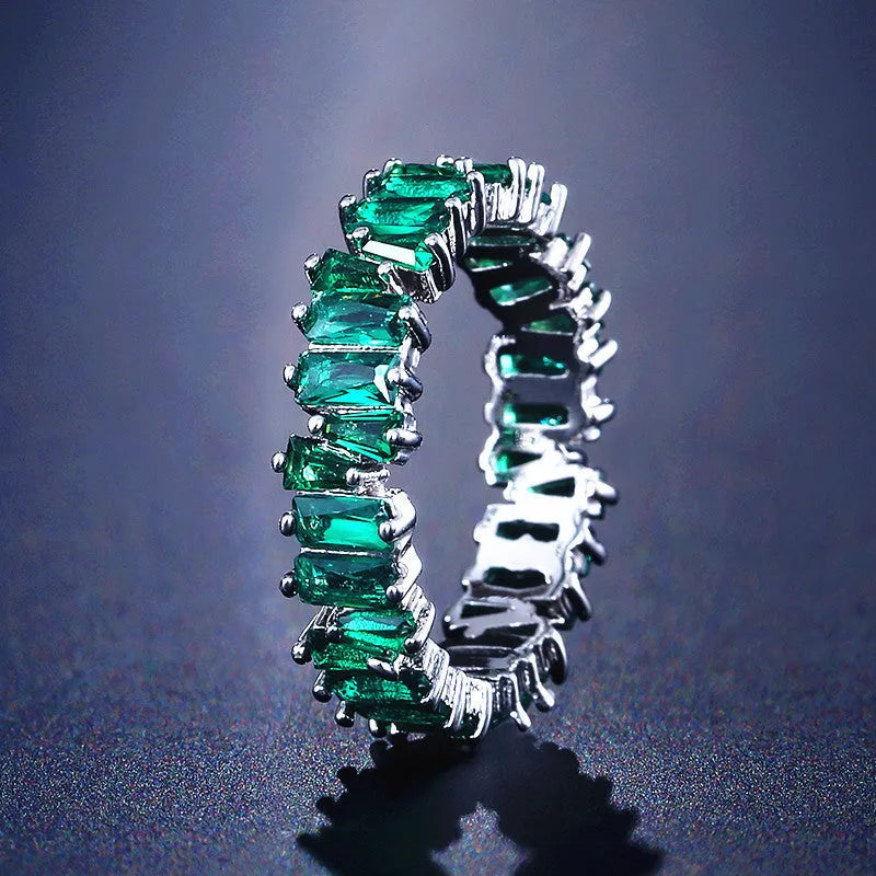 Women's copper ring with micro inlay AAA zircon, geometric shape, white gold plated finish