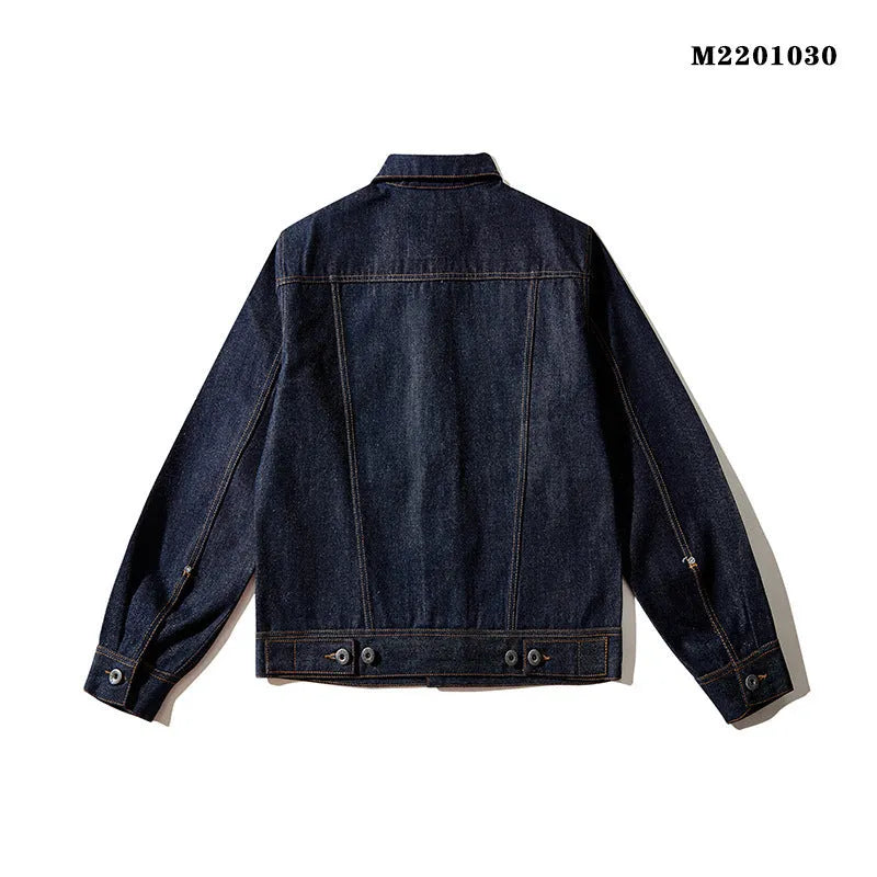 Men's Japanese-style raw pulp colour cotton loose jacket with patch pockets