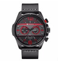 Men's army military watch with black dial, luminous hands, date display, and brown leather strap on wrist