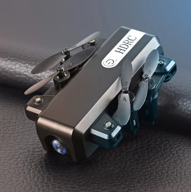 H2 mini folding drone with 2.4G remote, LED night light, foldable design, black colour, 720mAh battery