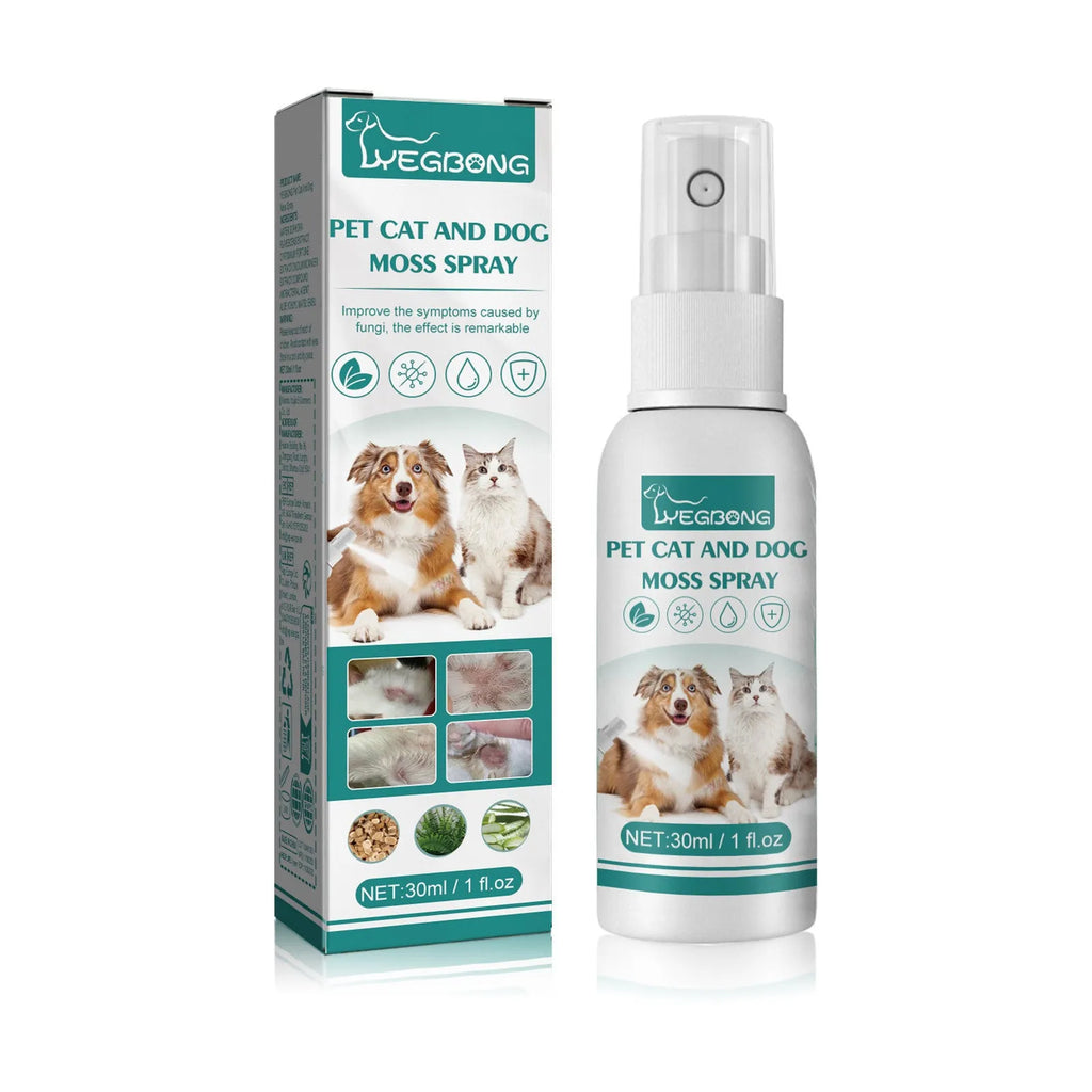 30ml pet cat dog moss spray bottle with kuh-Seng, Guanzhong, and aloe extracts for mite removal and anti-itching