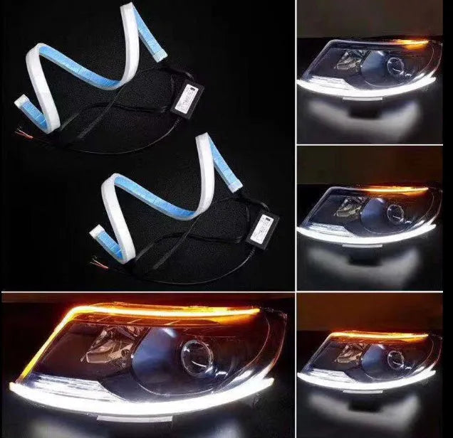 60cm ultra-thin two-colour LED daytime running light strip with light guide for car bumper installation