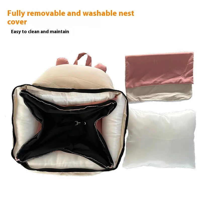 Universal removable washable dog car kennel shown in beige, with two size options for vehicle travel.