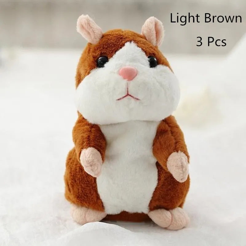 15 cm light brown talking hamster plush toy with head bobbing and voice repeat function