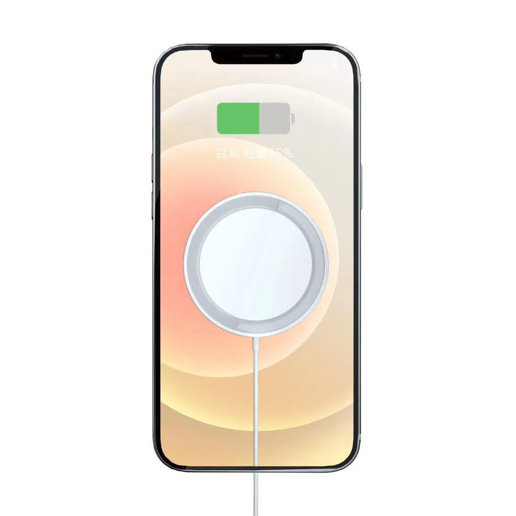 White silver magnetic wireless charger for iPhone 12 Pro Max with ice core technology