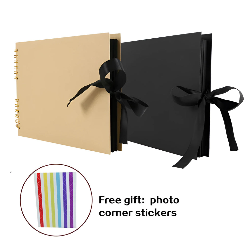 DIY spiral-bound photo album with a kraft paper cover in landscape A4 format