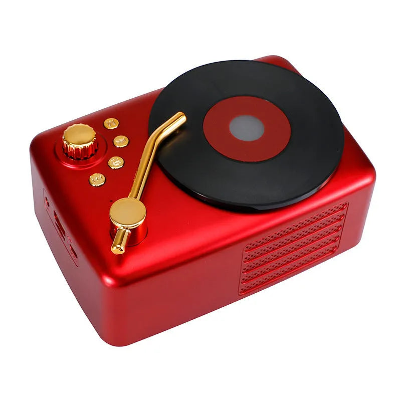 T12 record player Bluetooth 5.0 wireless speaker in Black with 40mm driver and 2x5W output