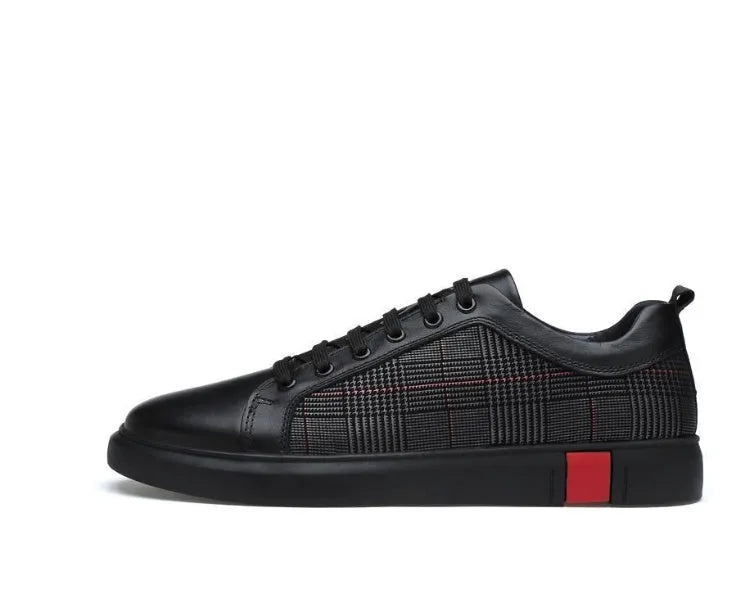SOLEY men's genuine leather lace-up sneakers with rubber outsole, shown in a casual style.