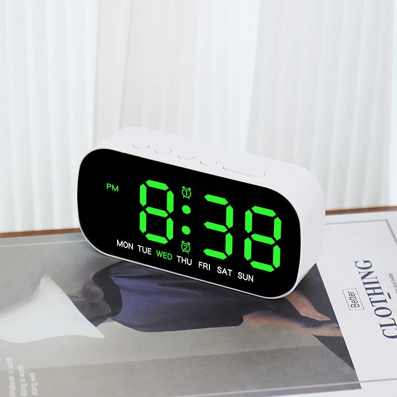 Electronic clock simple multi-purpose alarm clock LED digital plastic shell 10mm white colour