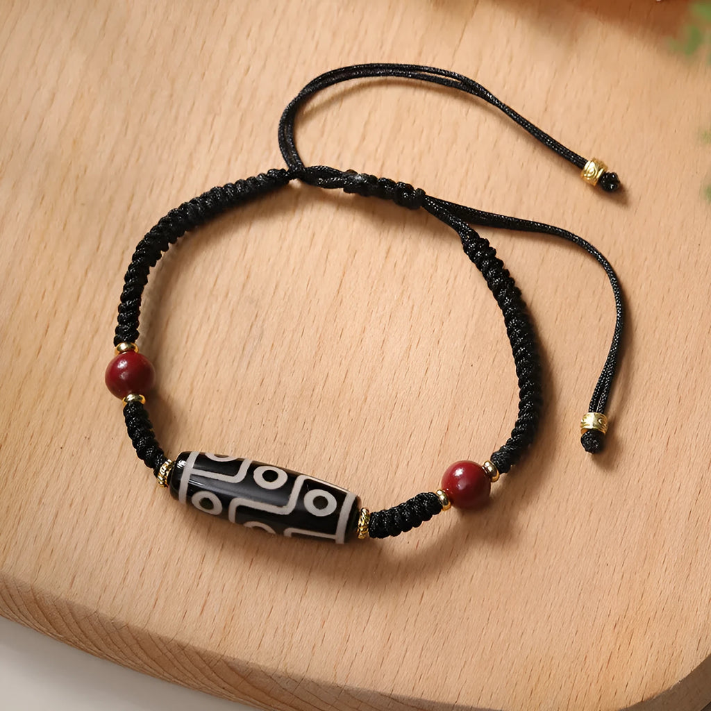 Tibetan agate Dzi bead bracelet for men with adjustable shrinkable design in couple style