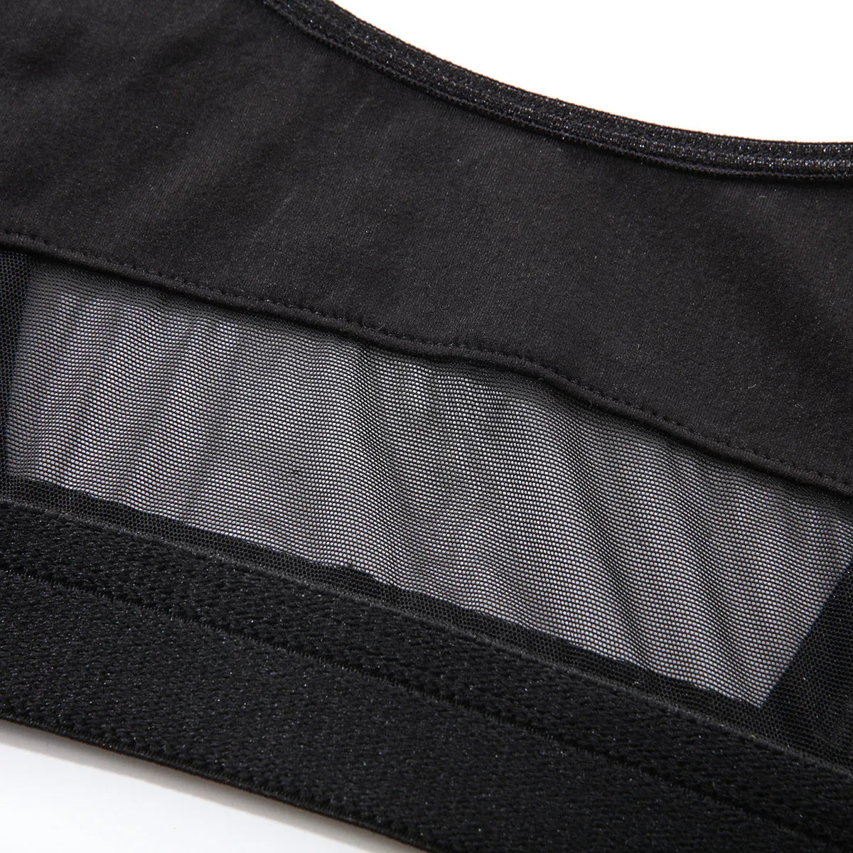 Women's black bra and panties set with fixed double-shoulder straps and full cup design