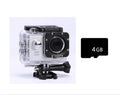 HD 1080P waterproof action sports camera in black with 140-degree wide-angle lens and 30m depth rating