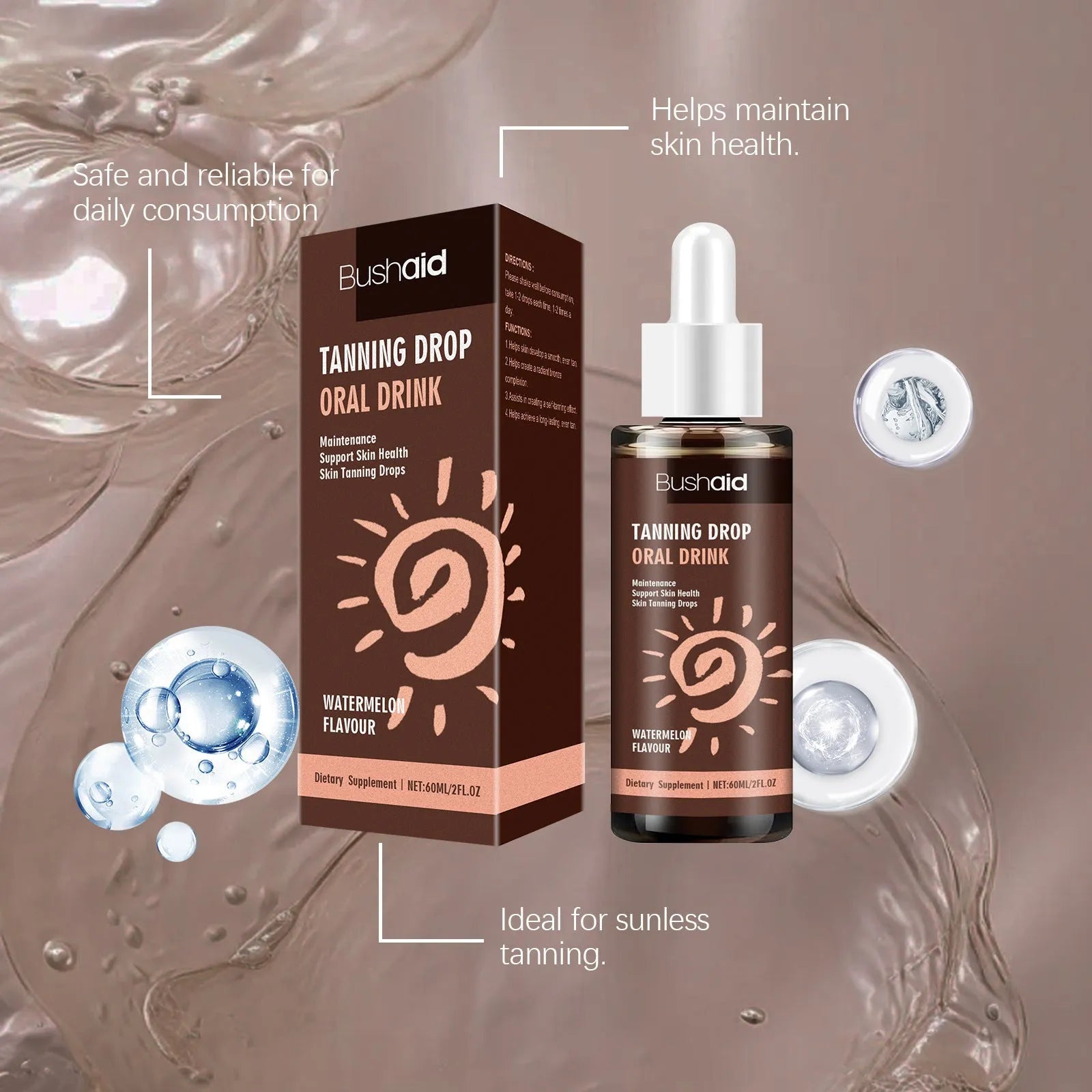 60ml sun protection tanning essence bottle for body care