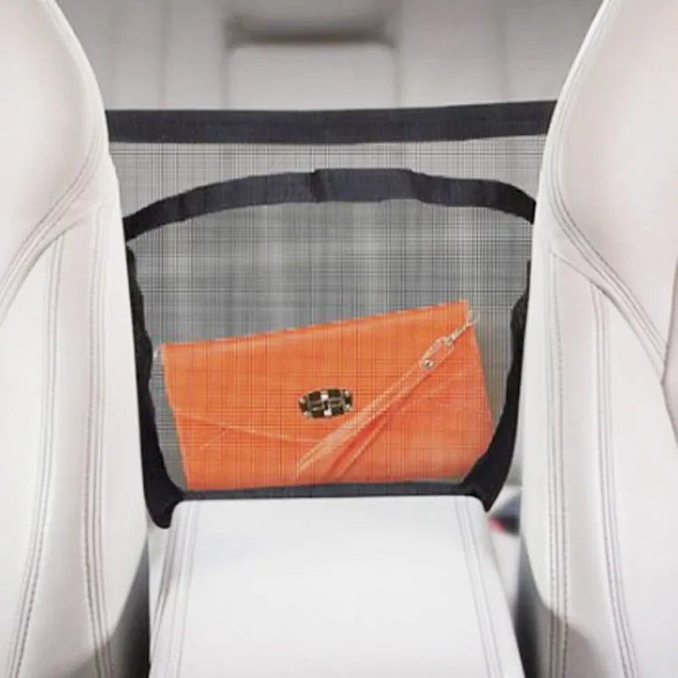 Black nylon mesh car storage hanging bag 25 x 16.5 x 3.8cm for travel organisation