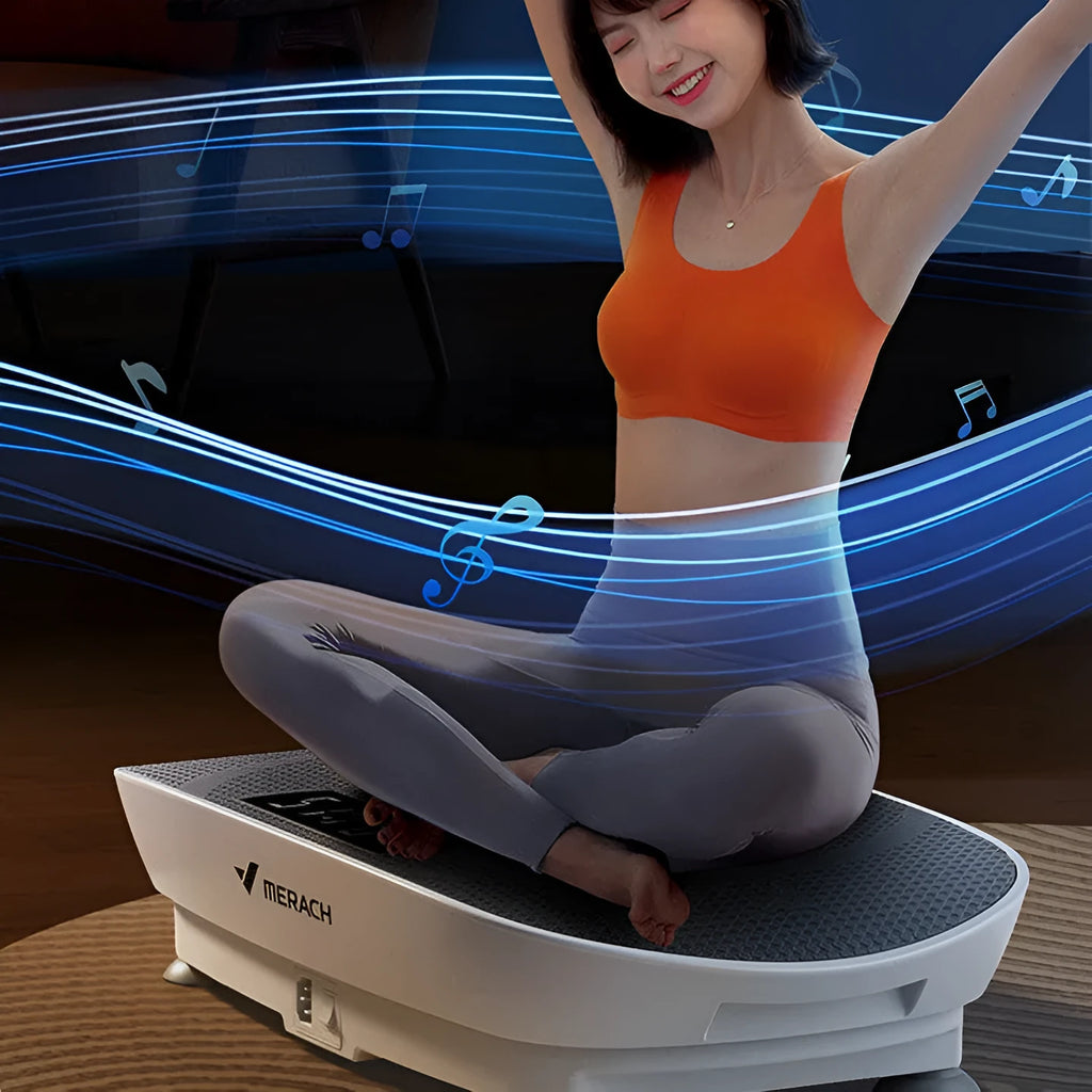 Grey portable household power plate with Bluetooth connectivity and fat slinger accessory