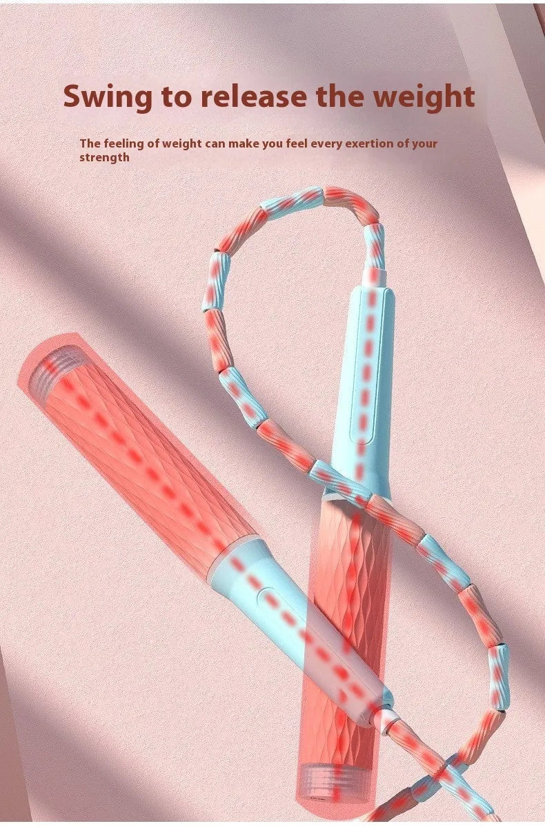 Children's skipping rope with coloured bamboo beads on a 2.8m polypropylene cord.