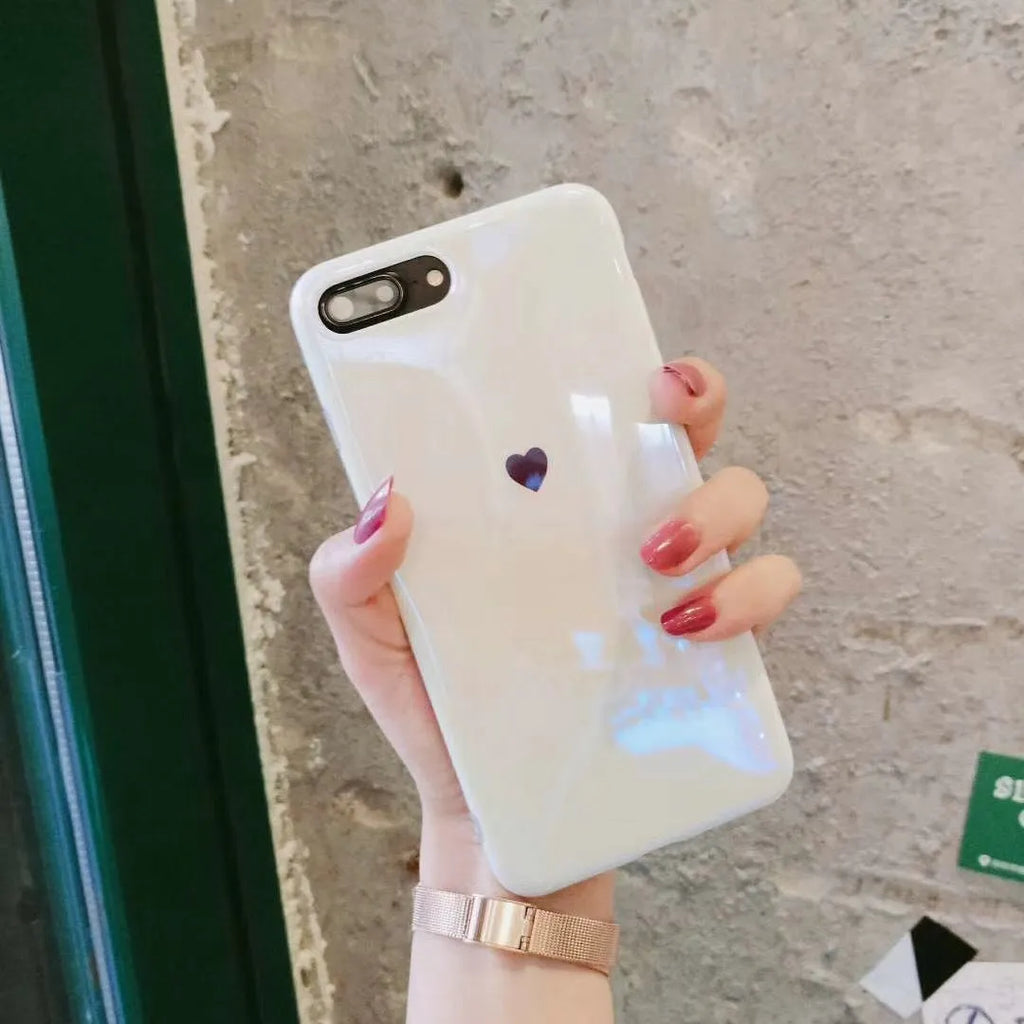 Bluwhite and White Love brand iPhone back cover cases with blue light filtering material