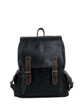 Retro leather travel backpack in black, dark brown, or brown with curved shoulder straps and 20-35L capacity