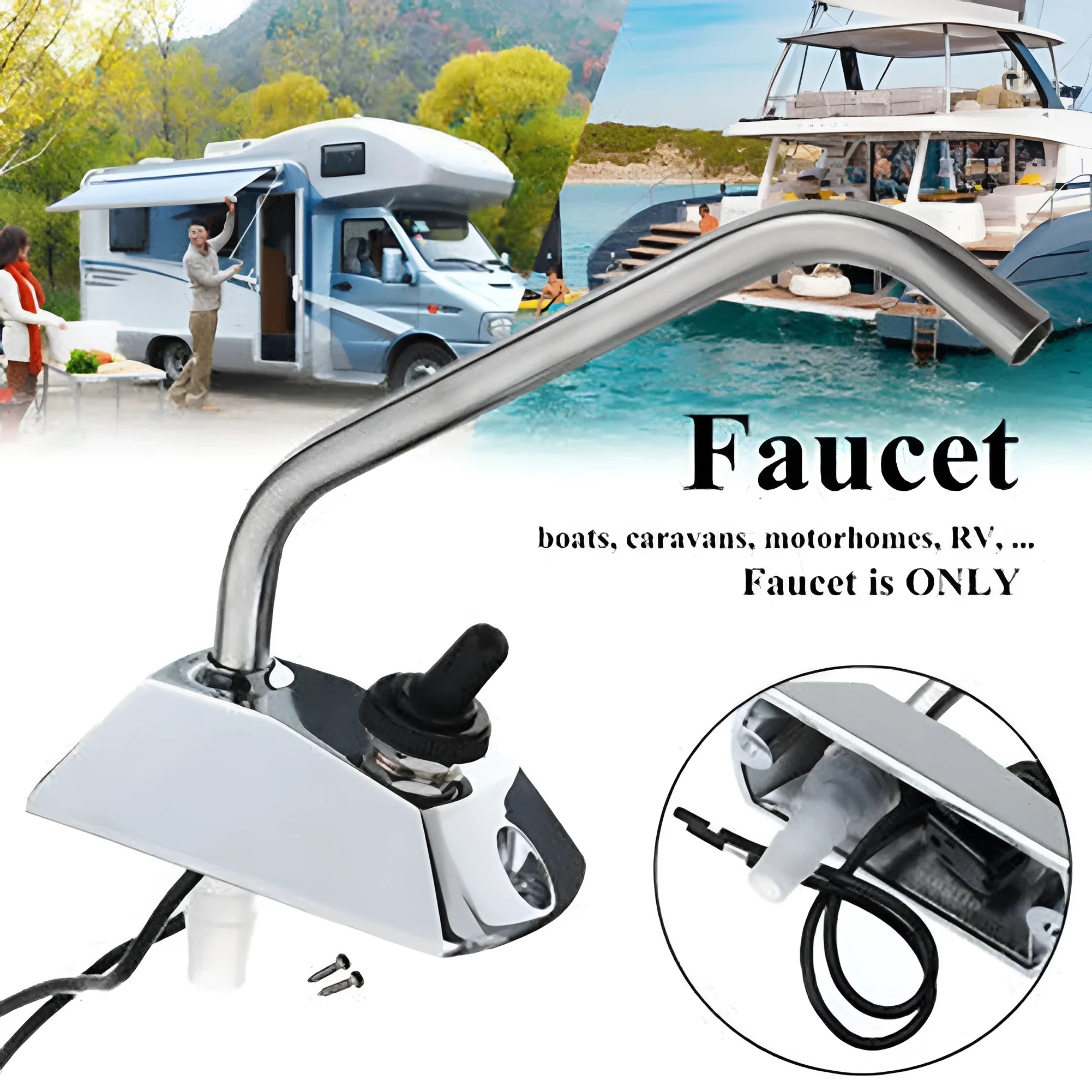 316 stainless steel electronic control RV faucet with rotating spout and mirror polished finish