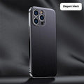 Genuine leather plating shell phone case with anti-fall protection for iPhone, plain Napa texture black