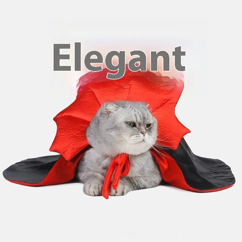 Halloween pet costume black red polyester outfit for cats dogs free size