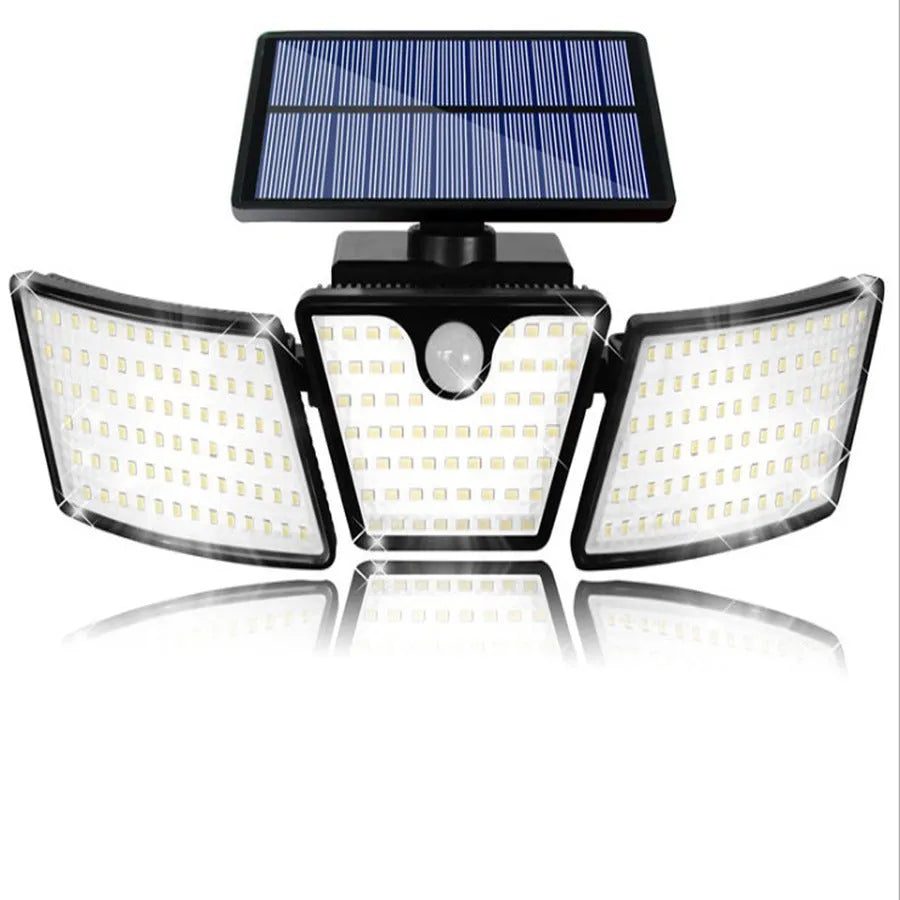 Solar light outdoor multi head human body induction in garden with ABS housing and polycrystalline silicon panel